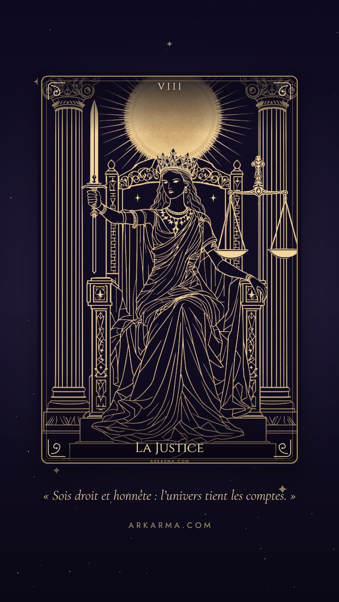 Carte La Justice au format story, à télécharger et partager